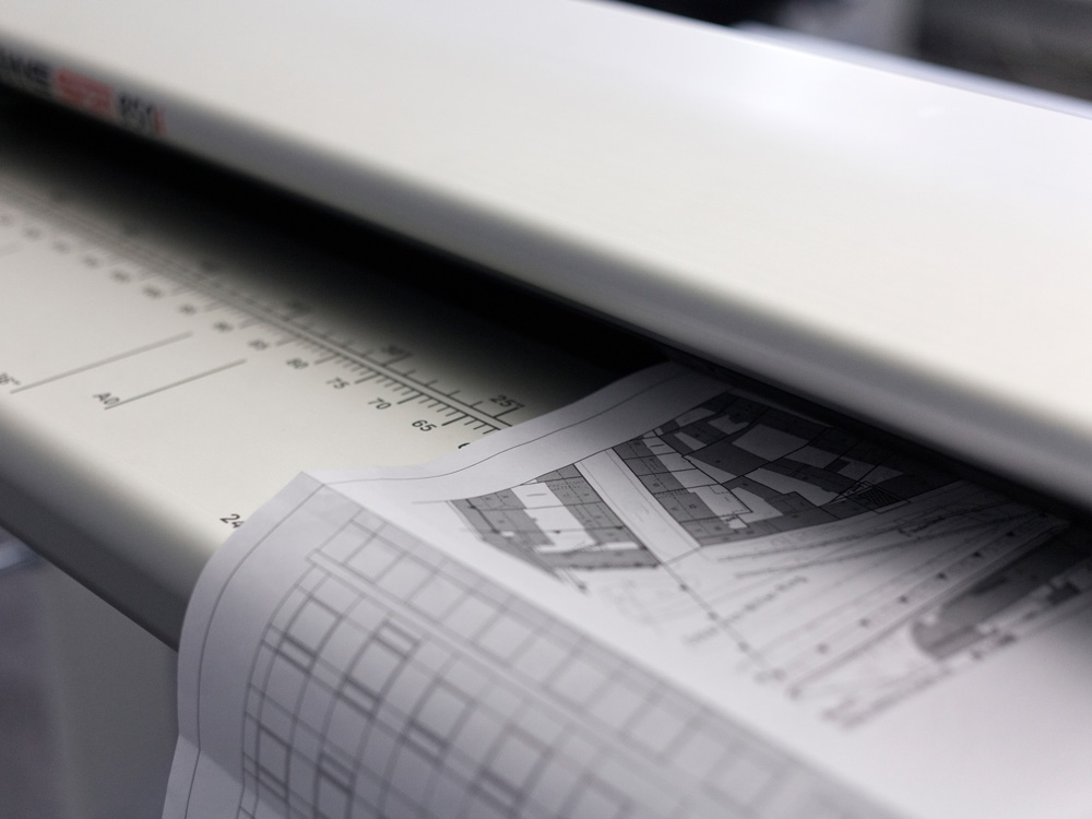 Scanner mit Architektur-Plan